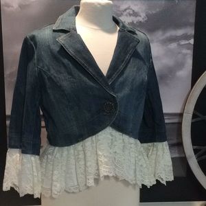 International Concepts Lace & Denim Bolero Jacket